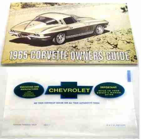 1965 corvette owners instruction and operating manual with envelope