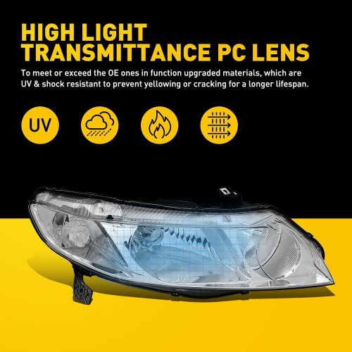 Pair of CRYSTAL CLEAR CORNER HEADLIGHT HEAD LAMP For 2006-2011 HONDA CIVIC SEDAN, US $85.99, image 10
