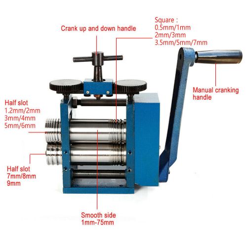 Commercial Rolling Mill Machine Roller Metal Wire Flat Pressed Jewelry Tool 75mm, US $179.82, image 12