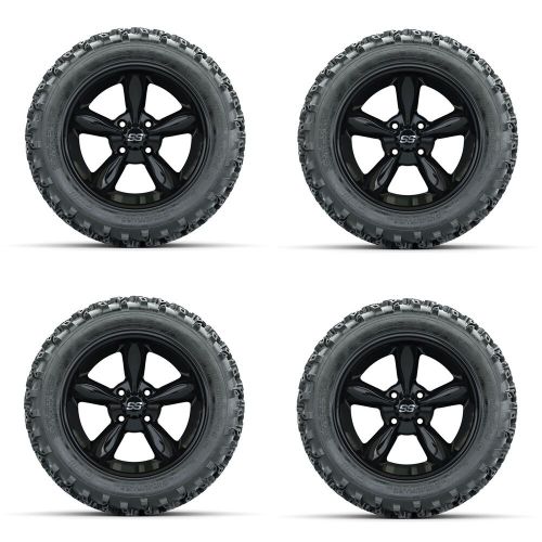 Golf cart gtw 14" godfather black wheel | 23x10-14 rogue at tire | 4 set