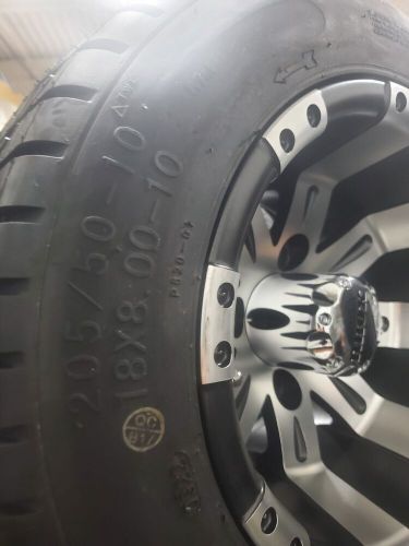 10" machined/black golf cart wheels/tires (205-50-10) - set of 4-18" overall