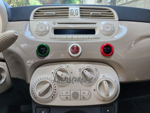 Fiat 500 / Abarth 595 Dashboard Button Rings Covers - Plastic Hazard Italy Flag, US $, image 2