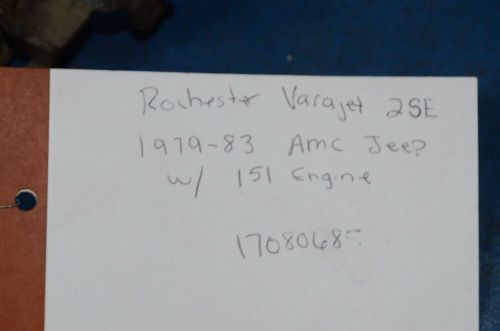 Vtg 1979-83 AMC Rochester Varajet 2SE 2BBL Carburetor Jeep GM Iron Duke 151 2.5L, US $85.00, image 12