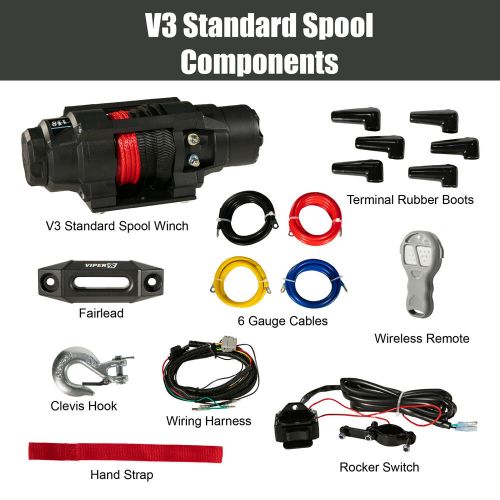 MOTOALLIANCE® Viper V3 4500lb UTV/ATV Military Grade Winch with 40' Black, US $284.99, image 2