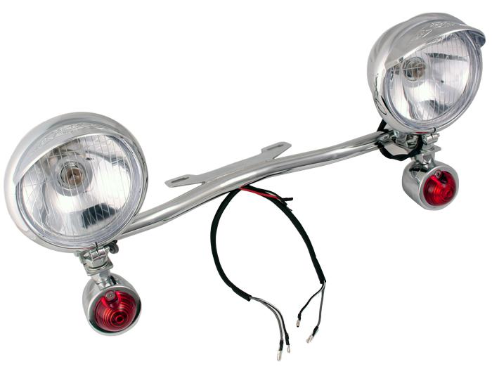 Pre-drilled driving passing red turn signals spot light bar for honda cruisers