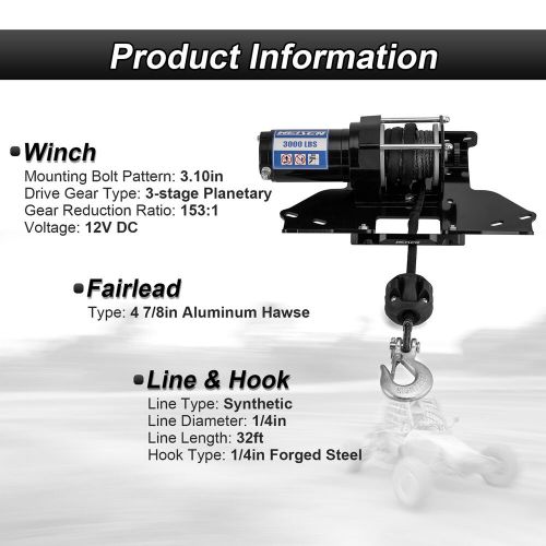 3000lb Electric Winch Kit with Winch Mount For Kawasaki Brute Force 650/750 4x4, US $299.99, image 10