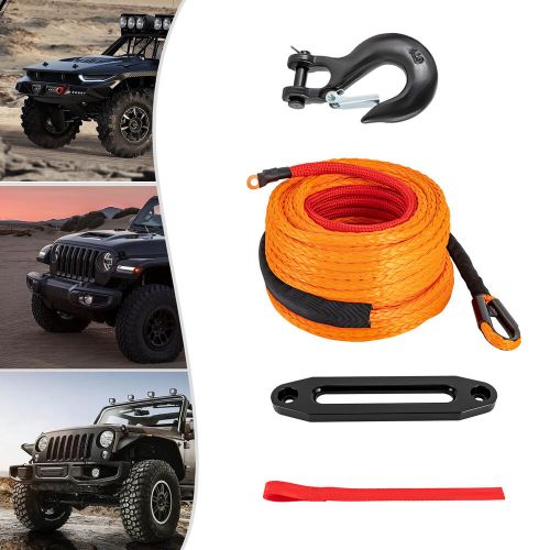 3/8" 100 FT Synthetic Winch Rope Winch Line Cable Rope with Winch Hook Fairleads, US $71.09, image 9
