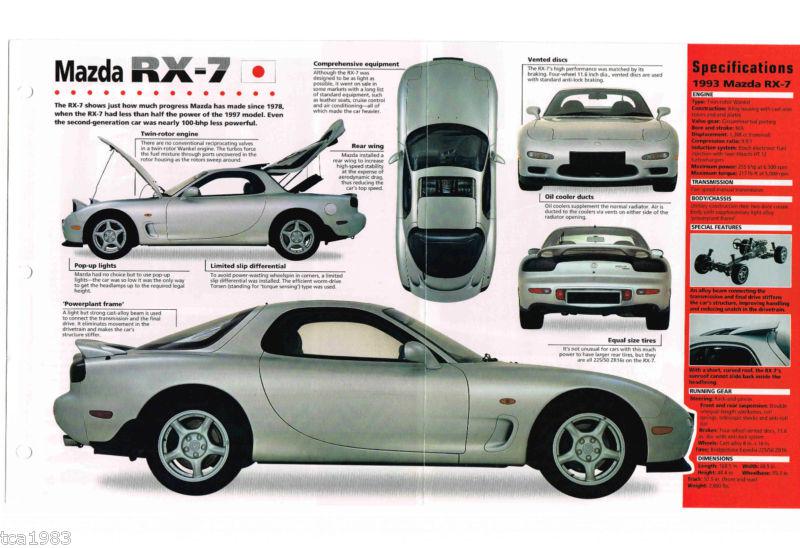 Mazda rx-7 / rx7 imp brochure: 1992,1993,1994,........