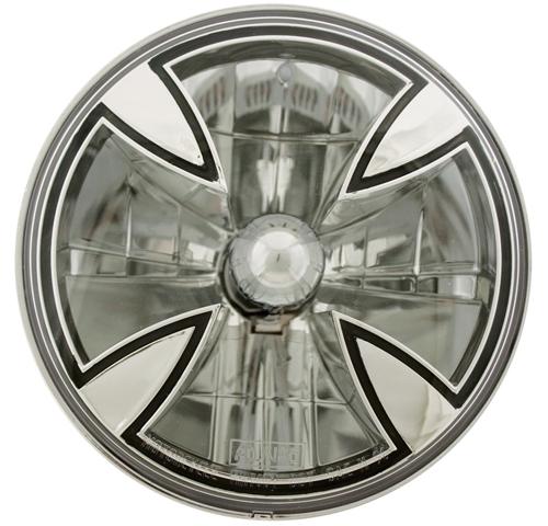 Adjure ~ iron cross 5 3/4"  halogen headlight h-4 bulb ~ harley xlsportster fxd