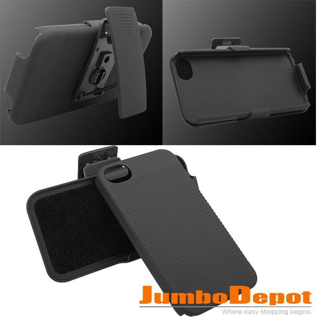 Black slide hard stand phone case protector with 180°belt clip set for iphone 5