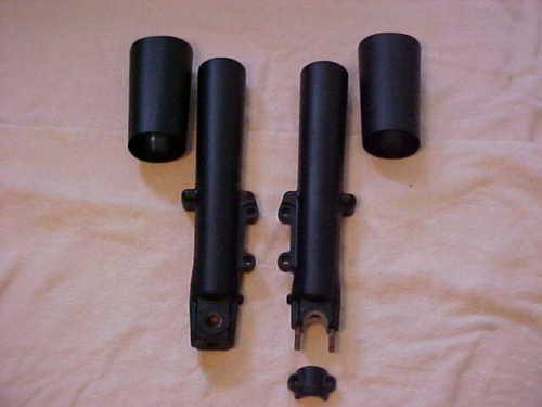 Denim-matte black sliders-forks- legs + covers-2000 up harley touring