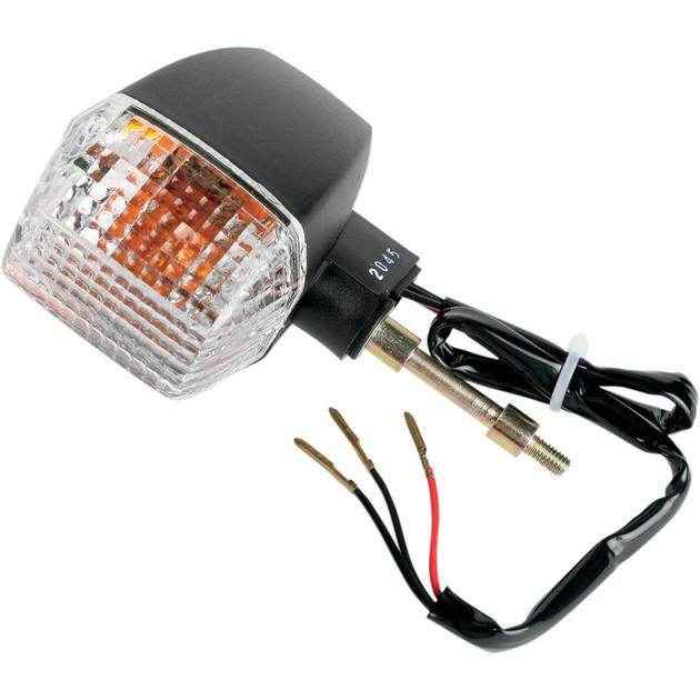 K&s dot turn signal d/f front black clear fits kawasaki zx750f ninja 750r 87-90