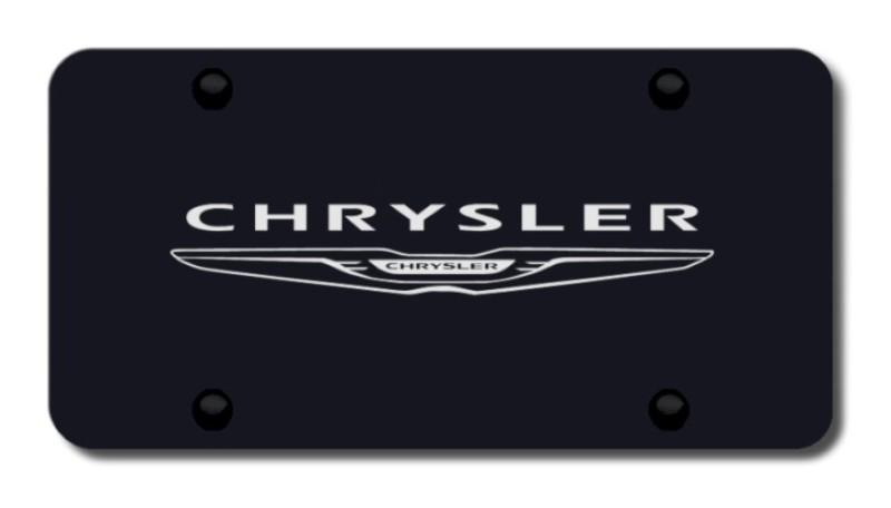 Chrysler  (new) name &logo laser etched black license plate made in usa genuine