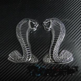Car chrome emblem badge super snake cobra 3d left + right side 