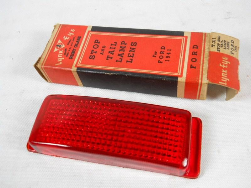 Vintage nos 1941 ford ~ stop & tail light cover ~ lynx eye glass lamp