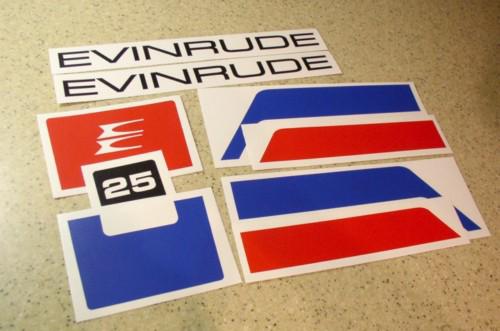 Evinrude vintage 15 20 25 30 motor decal kit free ship + free fish decal!