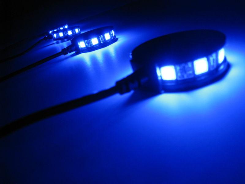 (4) blue led motorcycle wheel pod light custom glow accent stunt bike sport *