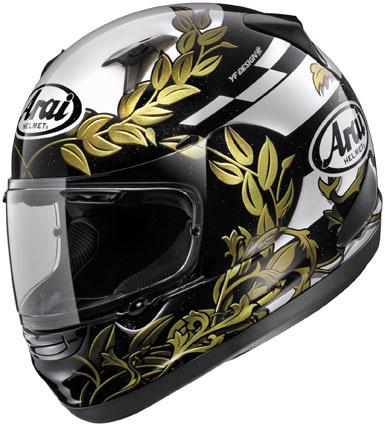 New arai signet-q full-face adult helmet, laurel/white/black/gold, small/sm