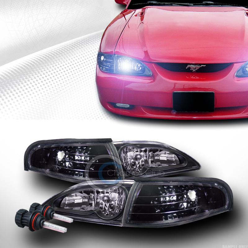 Buy 8000K HID BIXENON+EURO BLACK HEADLIGHTS+CORNER LAMPS K2 19941998 FORD MUSTANG in Walnut