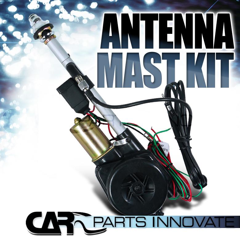 Car am/fm power antenna mast kit full conversion unit aerial