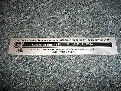 1994 1995 ford mustang svt cobra valve cover decal
