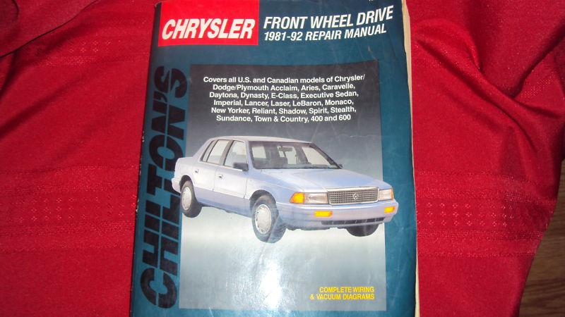 Chilton repair manual chrysler front wheel drive 1981-92