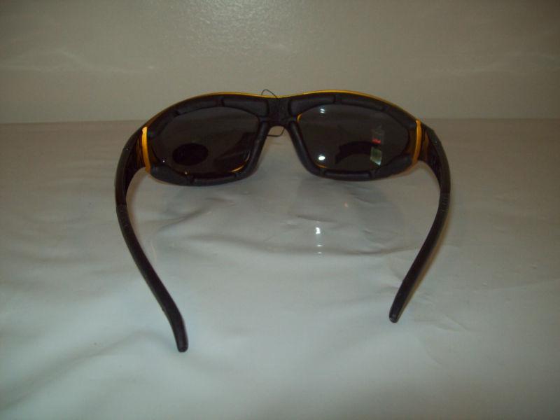 Chopper Motorcycle Goggles Removable Foam Padded Sunglasses GOLD Trim Smoke Lens, US $14.95, image 4
