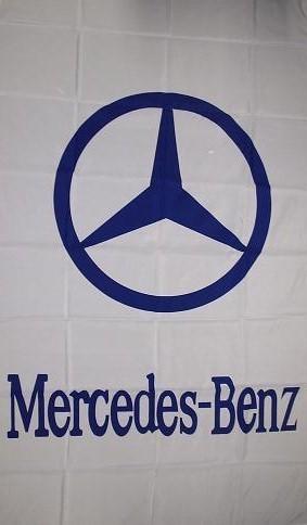 Mercedes benz emblem flag 3x5' vertical white banner jwx*