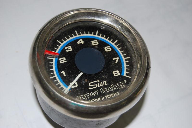 Sun super tach ii 8000 rpm tachometer blue line