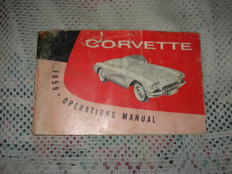 1959 chevy corvette owners manual original glovebox book  rare!!!