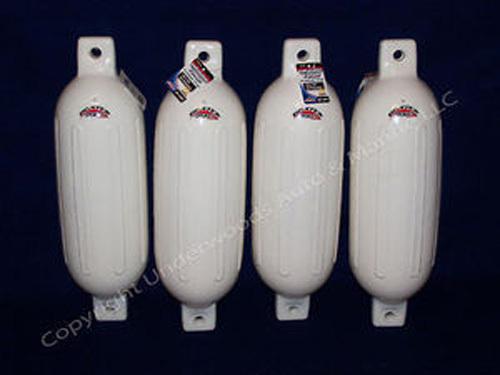 4 boat fenders bumpers 4.5" x 16" vinyl white docking