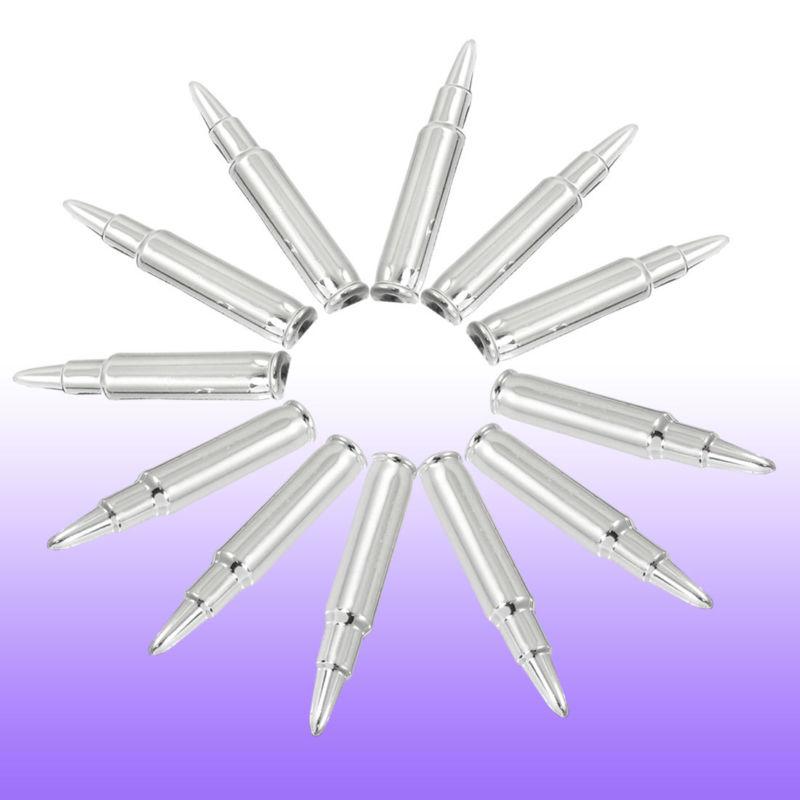 Auto car silver tone adhesive bullet shaped sticker 12 pcs