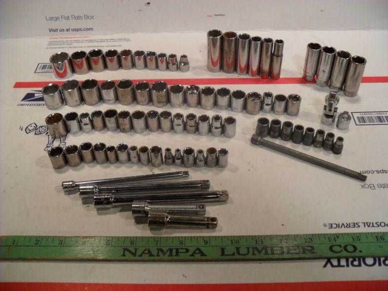 Lot: assorted craftsman socket usa made 3/8" & 1/4" drive set extensions vintage