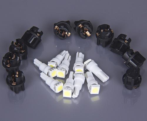 10pack twist socket blue pc74 t5 led 5050 smd instrument panel cluster light kit