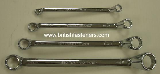 King dick uk whitworth box end ring wrench set 4 pc british bsw 1/8"w to 9/16"w