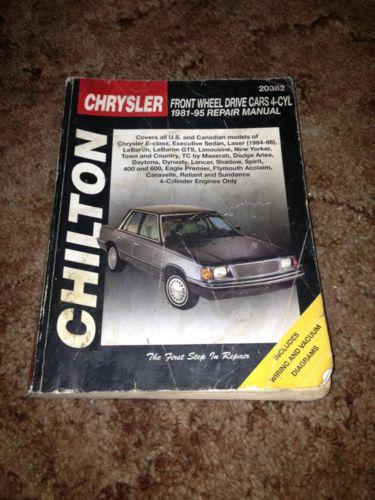 Chilton chrysler front wheel drive cars 4-cylander 1981-95 repair manual # 20382