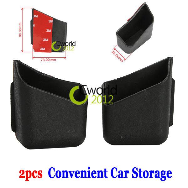 2x black car convenient plastic pocket holder pillar storage for mp3/mp4 phone 