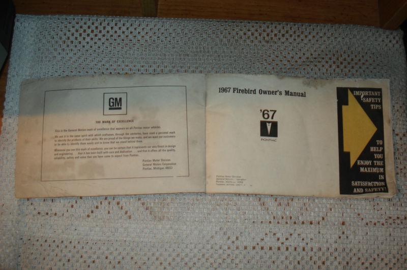 1967 PONTIAC FIREBIRD OWNERS MANUAL GLOVE BOX BOOK ORIGINAL, US $37.99, image 2