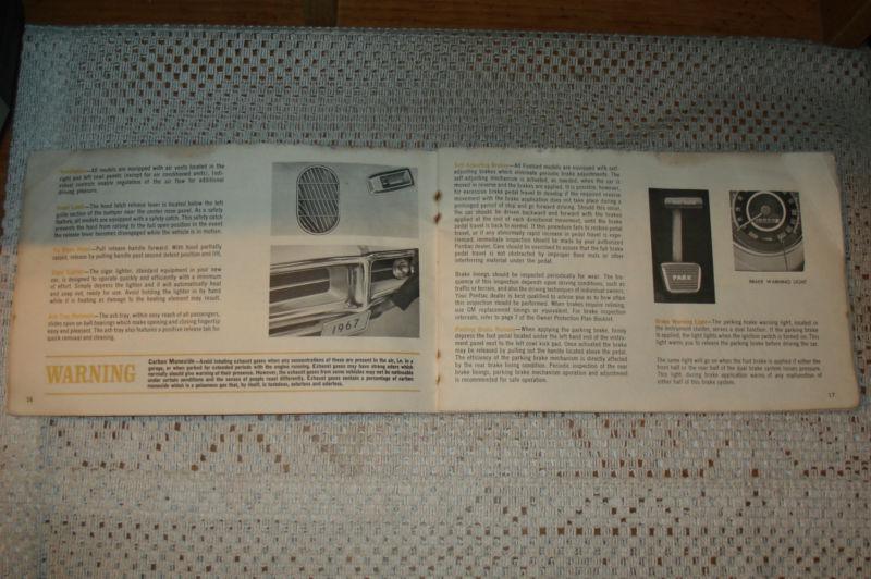 1967 PONTIAC FIREBIRD OWNERS MANUAL GLOVE BOX BOOK ORIGINAL, US $37.99, image 5