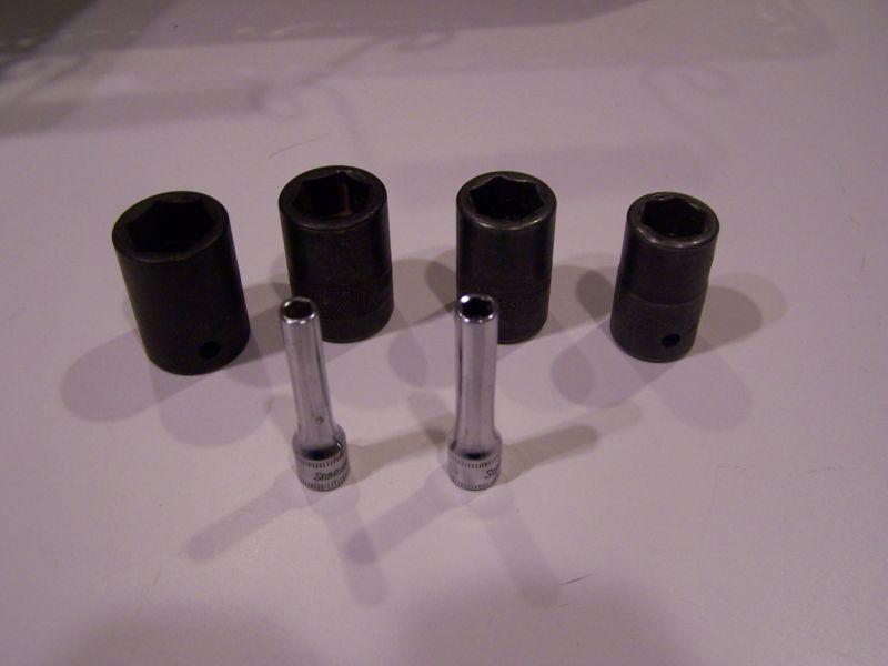 Snap on 1/2 and 1/4 drive socket lot of 6 sae and metric