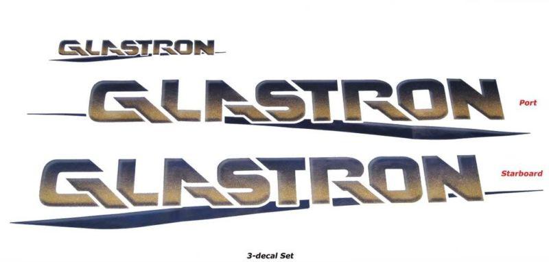 Genuine factory glastron boat decal blue and gold metallic logo set of 3