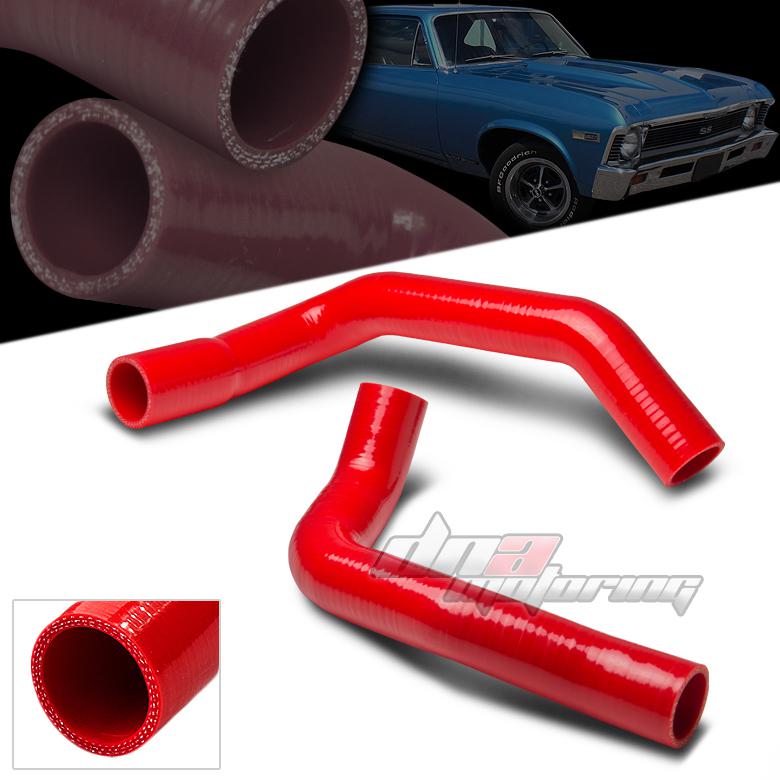 71-88 chevy small block camaro sbc red silicone direct fit radiator hose piping