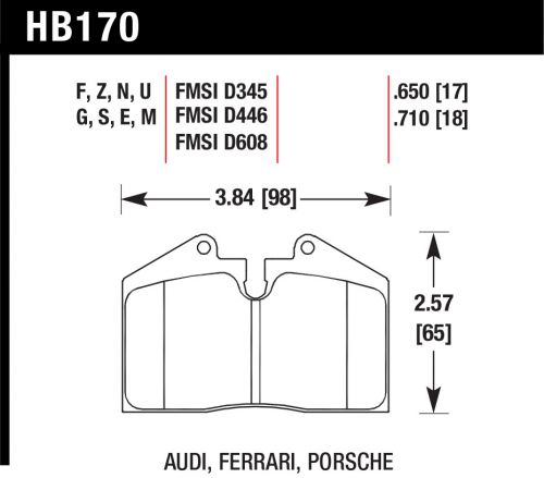 Hawk hb170g.650 dtc-60 brake pad audi ferrari porsche .650 thick