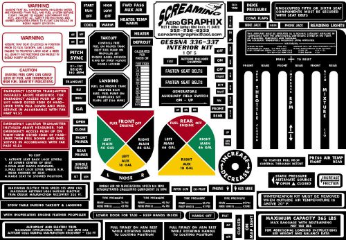 Cessna 336-337 skymaster interior placard kit free-ship