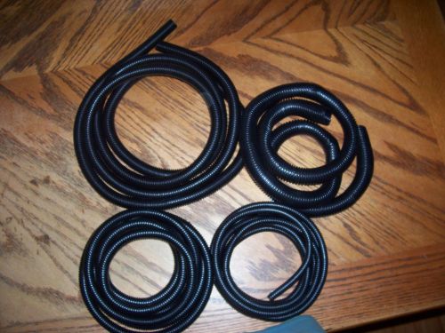 Black  wire covering loom convoluted tubing split loom over 50 feet lot look!!!