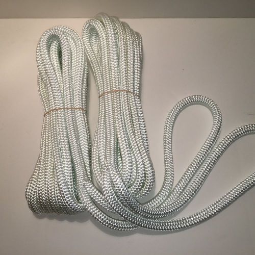 (2) 1/2"x 20' white dock line double braid nylon rope made in the usa