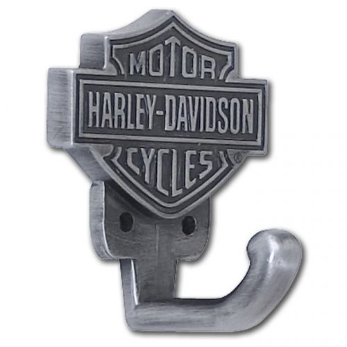 Harley davidson bar &amp; shield logo hook hand polished antique pewter finish