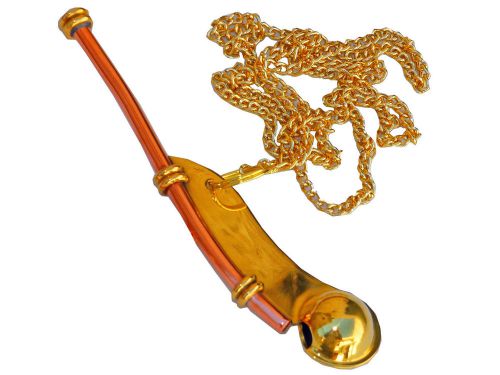 Marine nautical brass bosun´s call whistle key chain for boat, gift – five ocean