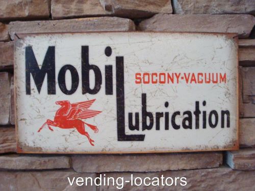 Mobil gas pegasus metal service station garage mechanic man cave texaco oil can