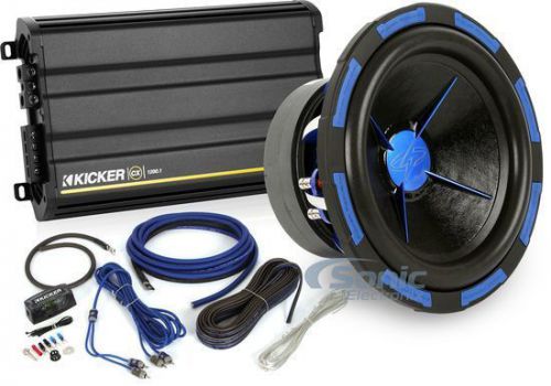 Power acoustik + kicker 1200w bass pack: 12" mofo sub + monoblock cx amp &amp; kit